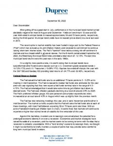 Shareholder Letter September 30, 2022